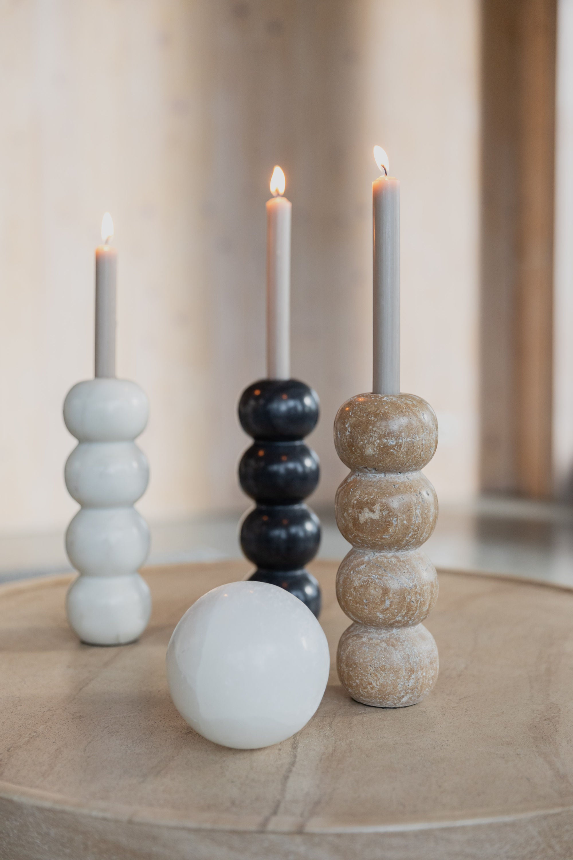 Zuiver Rome Travertine Stacked Balls Candle Holder